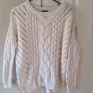 Express Cream Cable Knit Sweater